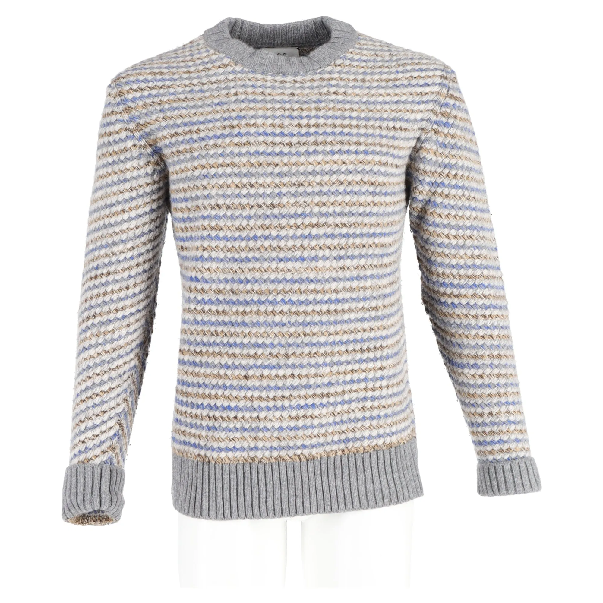 Mr. P. Striped Jacquard Crewneck Sweater in Multicolor Merino Wool