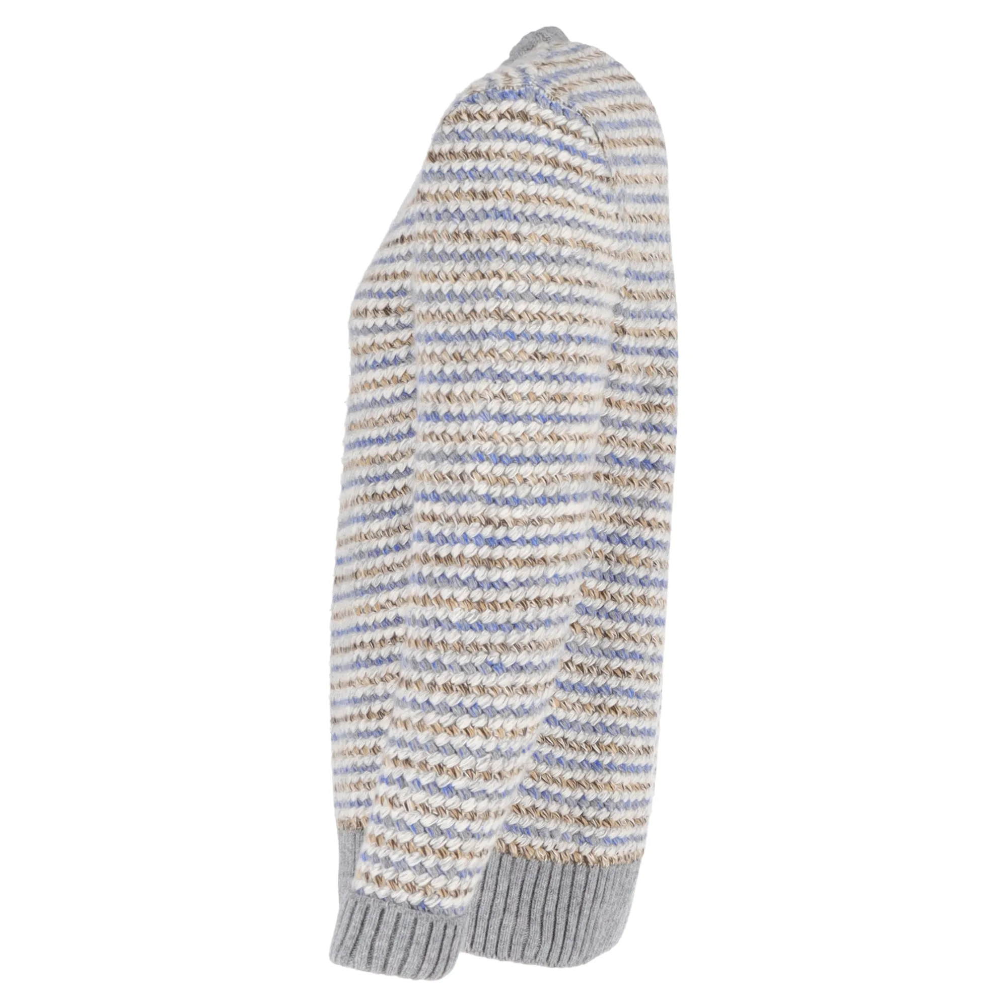 Mr. P. Striped Jacquard Crewneck Sweater in Multicolor Merino Wool