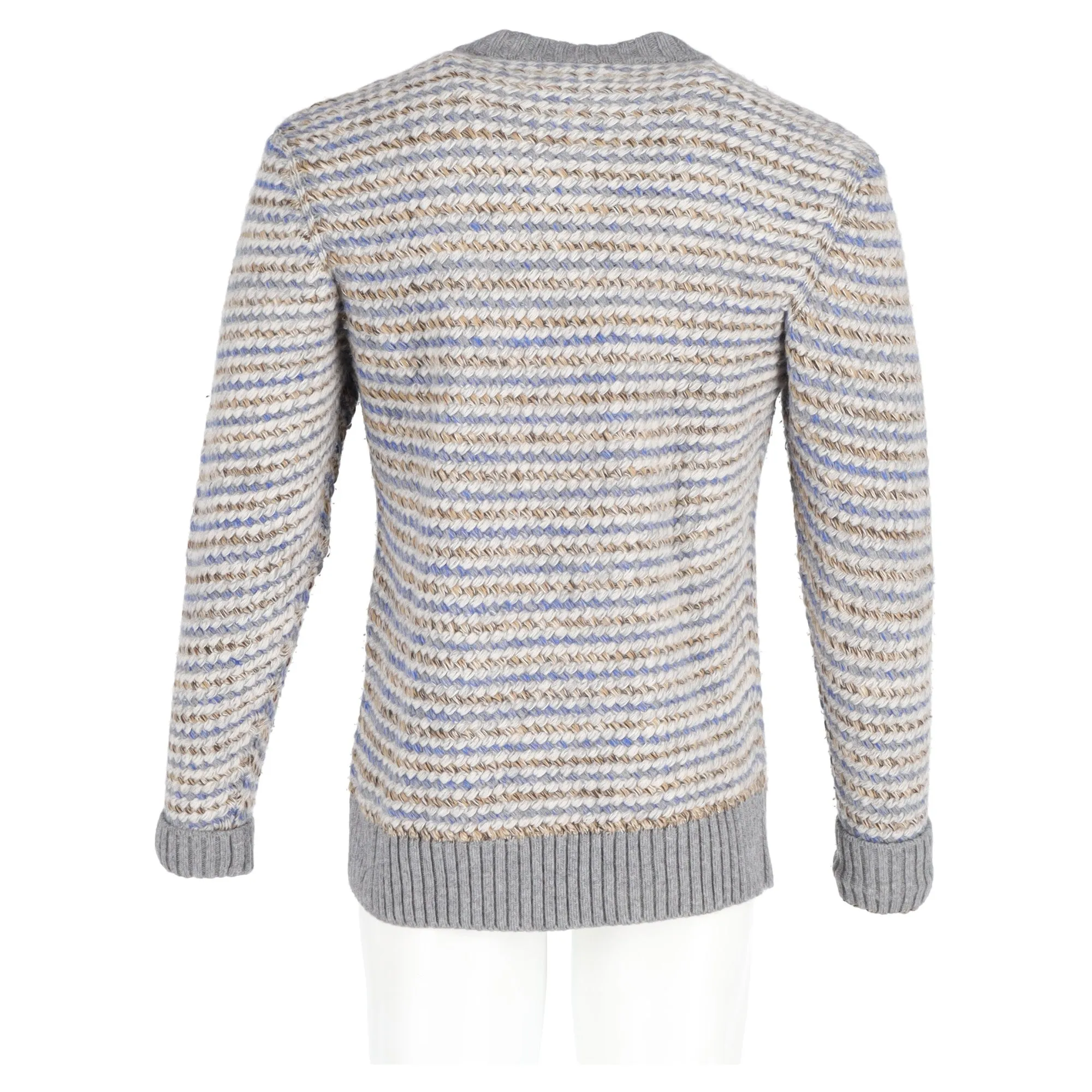 Mr. P. Striped Jacquard Crewneck Sweater in Multicolor Merino Wool