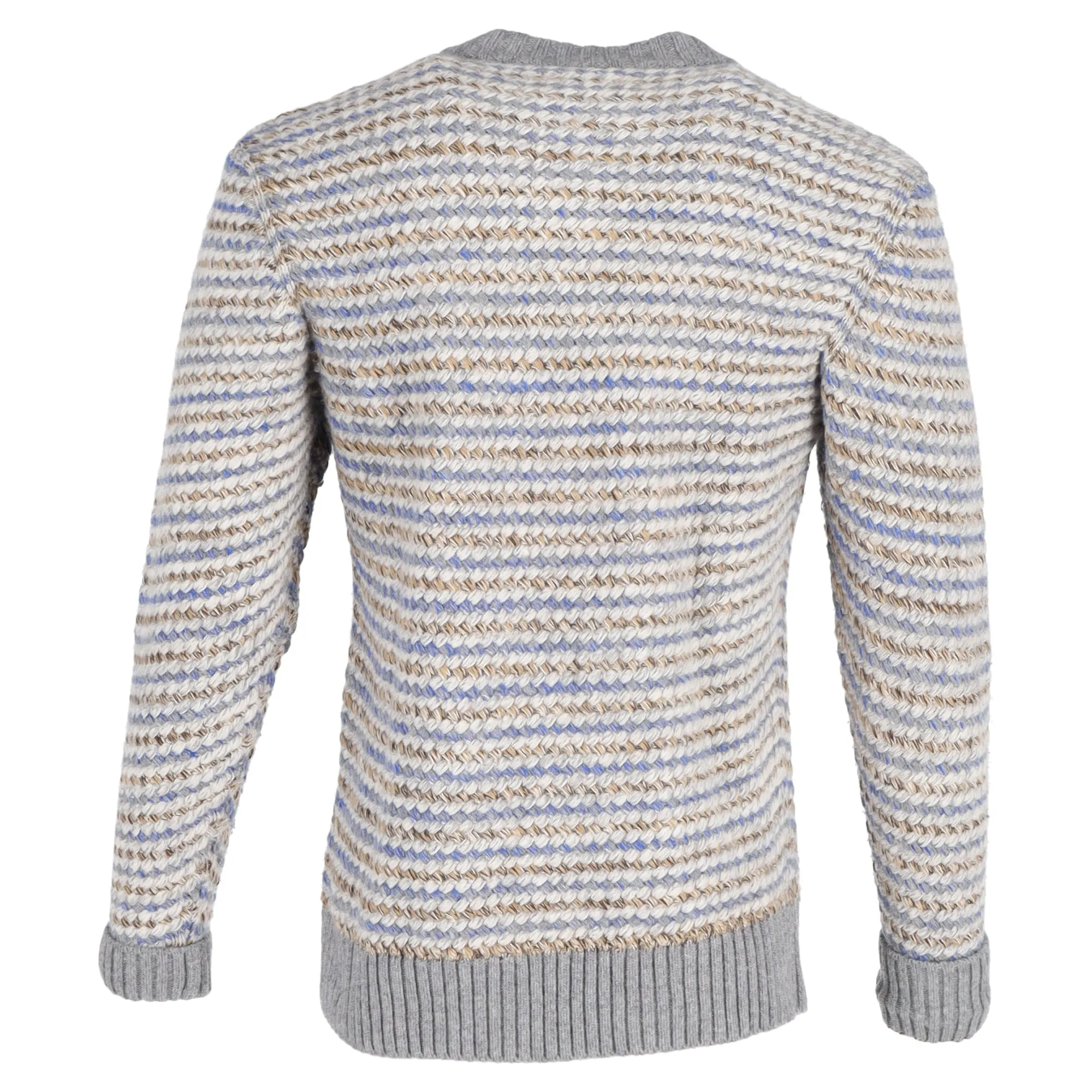 Mr. P. Striped Jacquard Crewneck Sweater in Multicolor Merino Wool