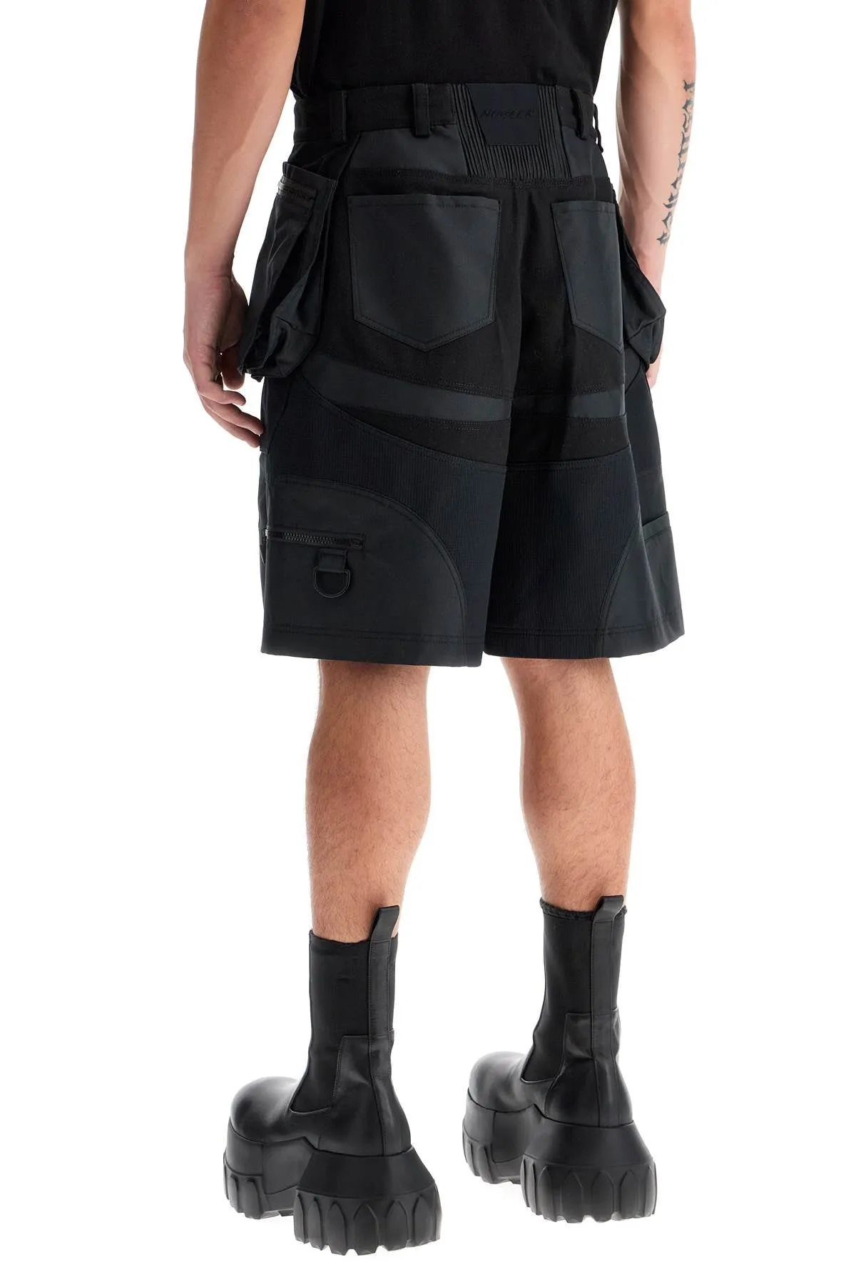Mugler Men's "Bi-Material Cargo Bermuda Shorts