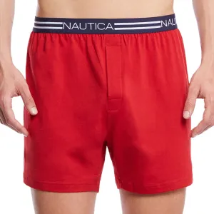Nautica Mens Red Solid Knit Boxers