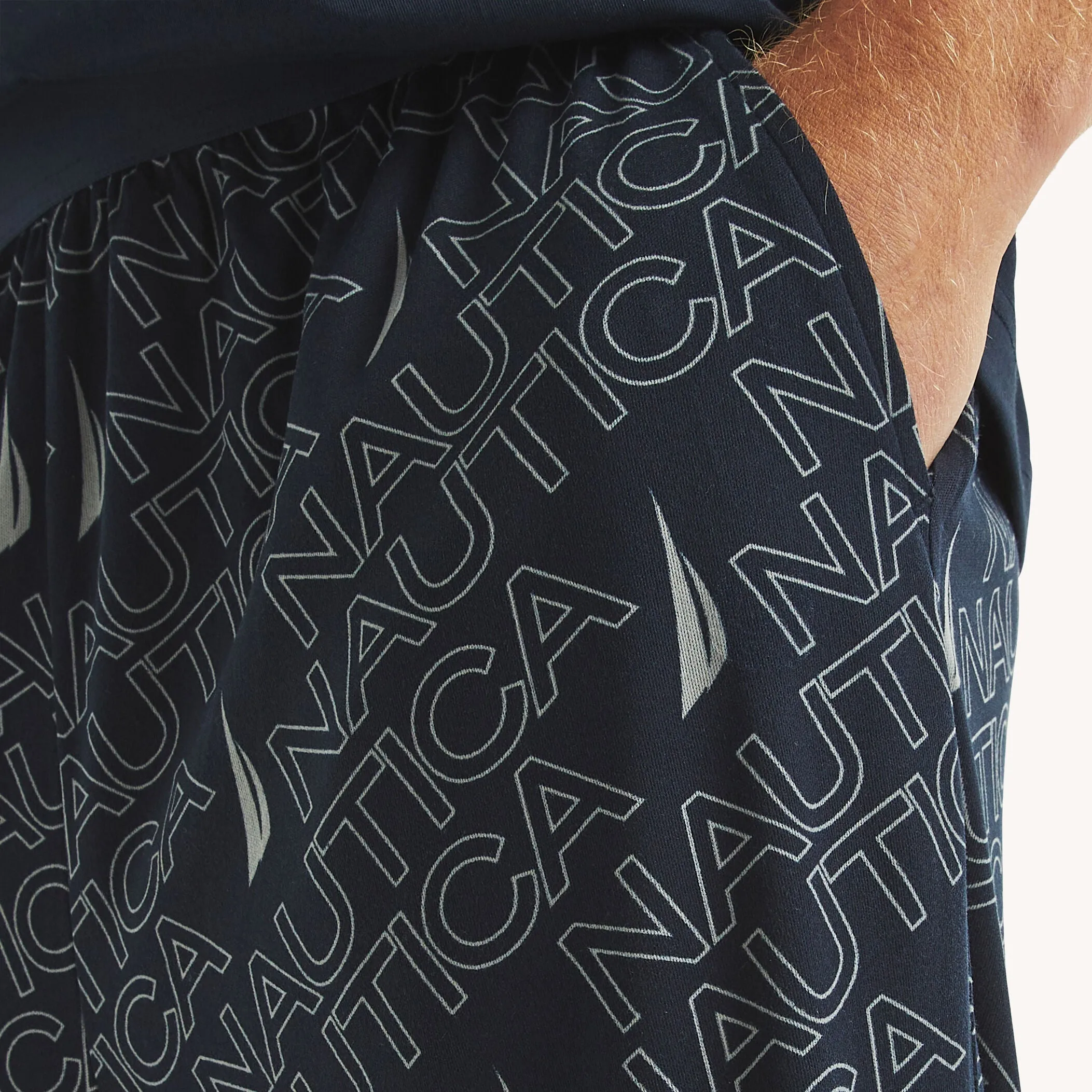 Nautica Mens Stretch Logo Print Pajama Pant