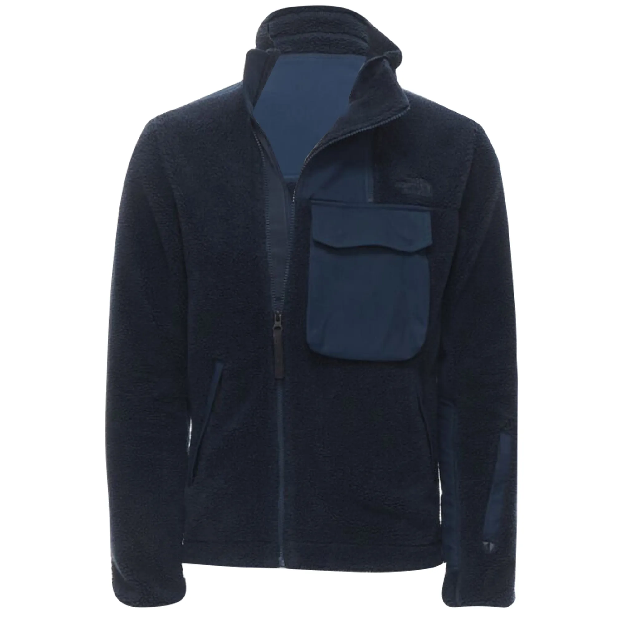 North Face fleece patch pocket asymmetric zip up jacket