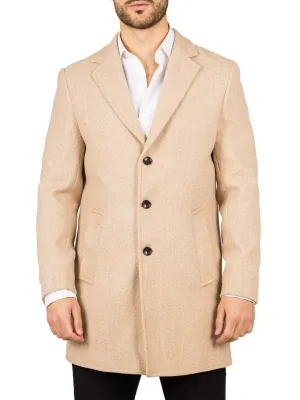 Notched Lapel Collar Wool Blend Overcoat Classic Trench Coat Winter Jacket