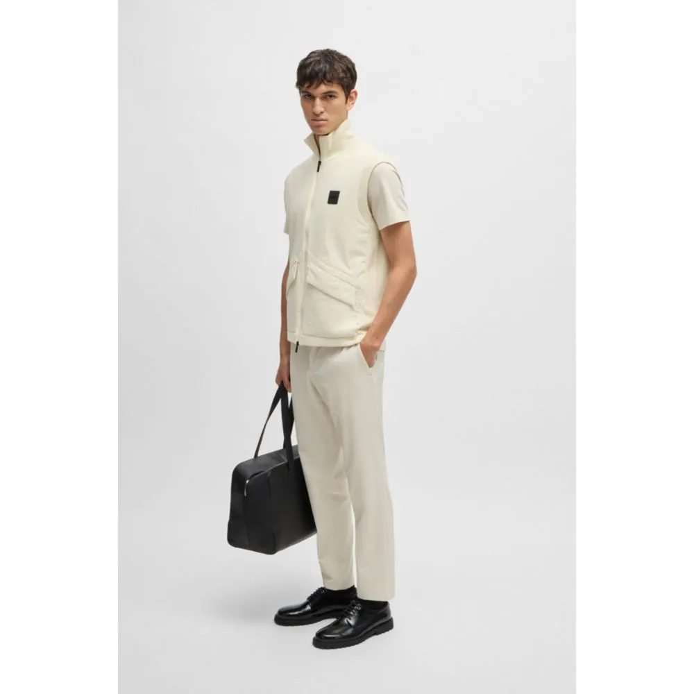 Padded mixed-material gilet with logo badge