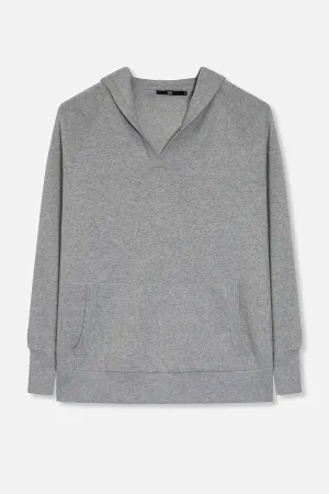 PADMA PULLOVER HOODIE IN DOUBLE KNIT HEATHER PIMA COTTON WITH STRETCH