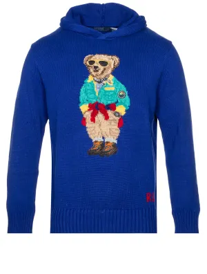 Polo Bear Hooded Jumper Blue