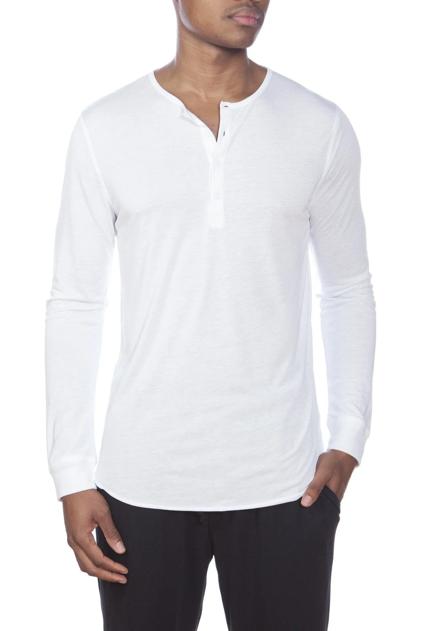 Poly Viscose Long Sleeve Henley