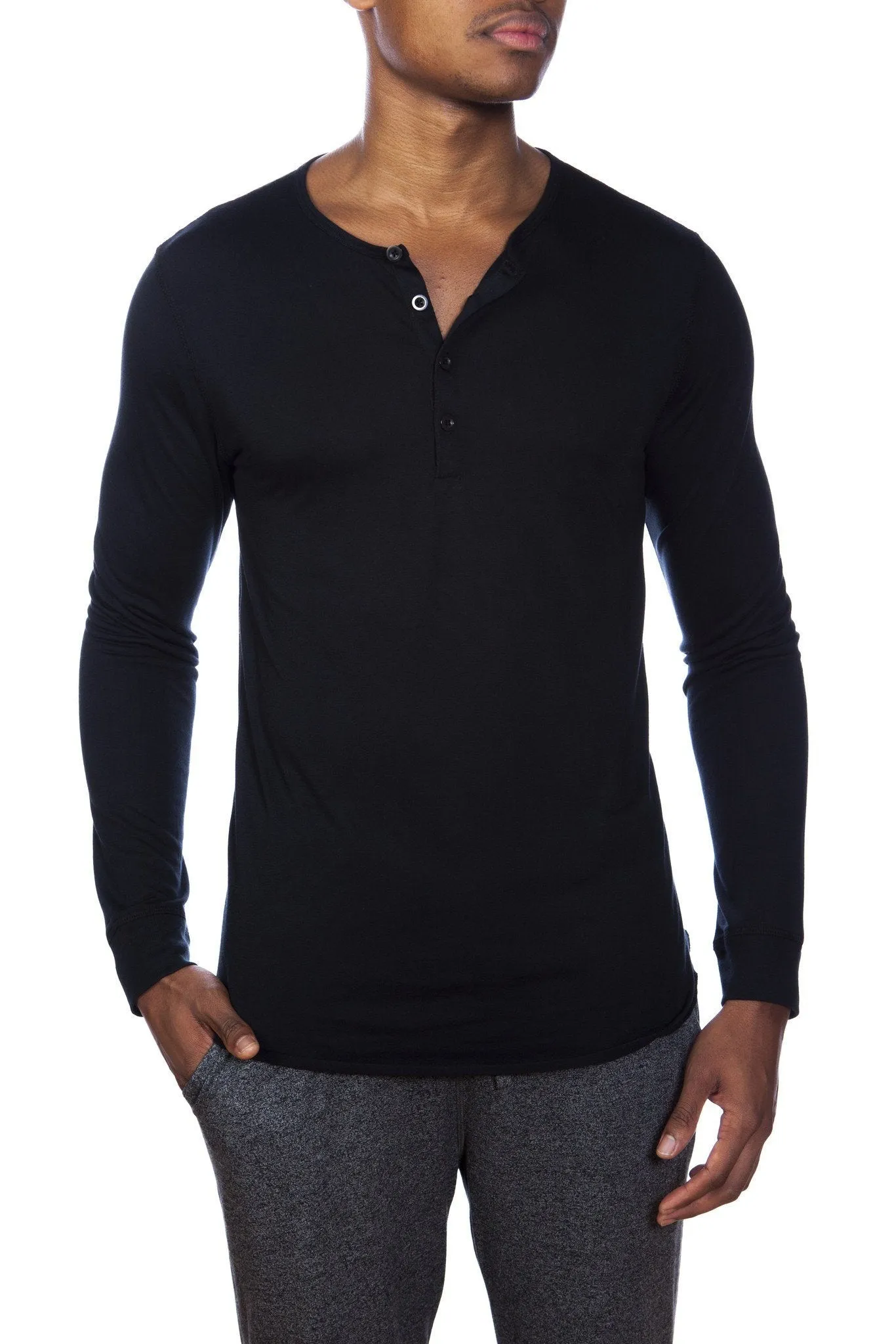 Poly Viscose Long Sleeve Henley