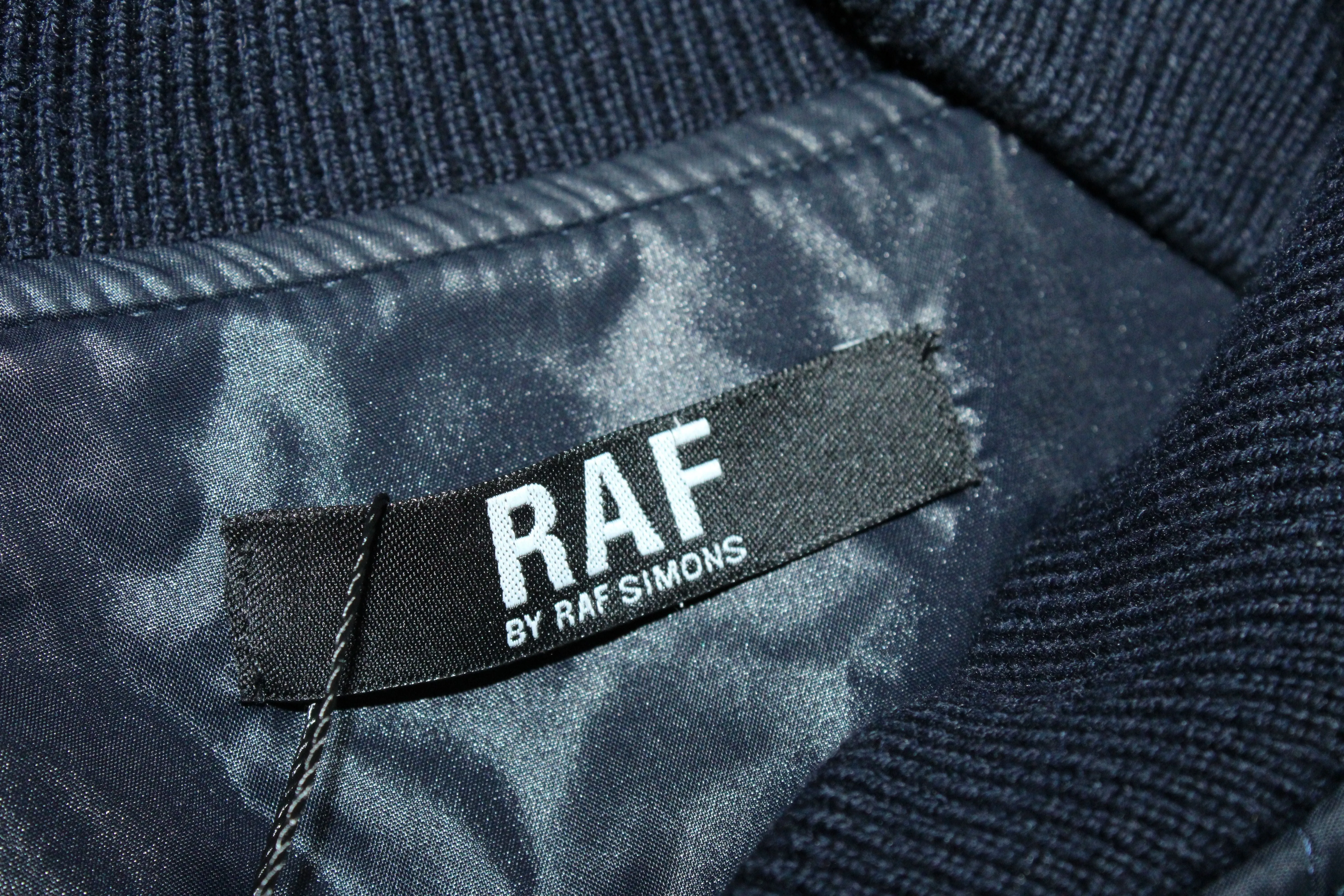 Raf Simons Quilted Bomber Jacket in Navy Blue Polyamide