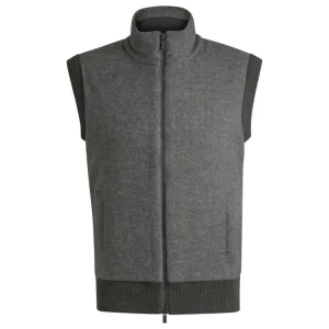 Regular-fit gilet with brushed-flannel front