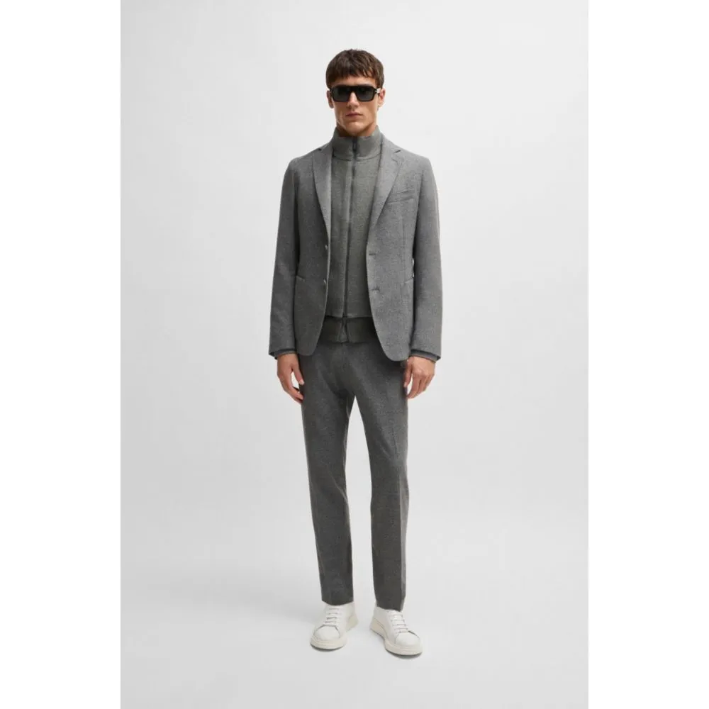 Regular-fit gilet with brushed-flannel front