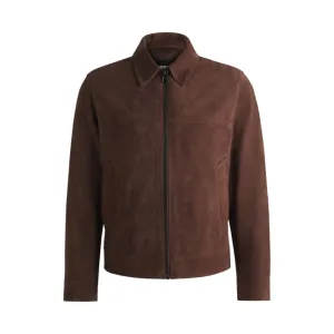 Regular-fit jacket in soft suede with zip front