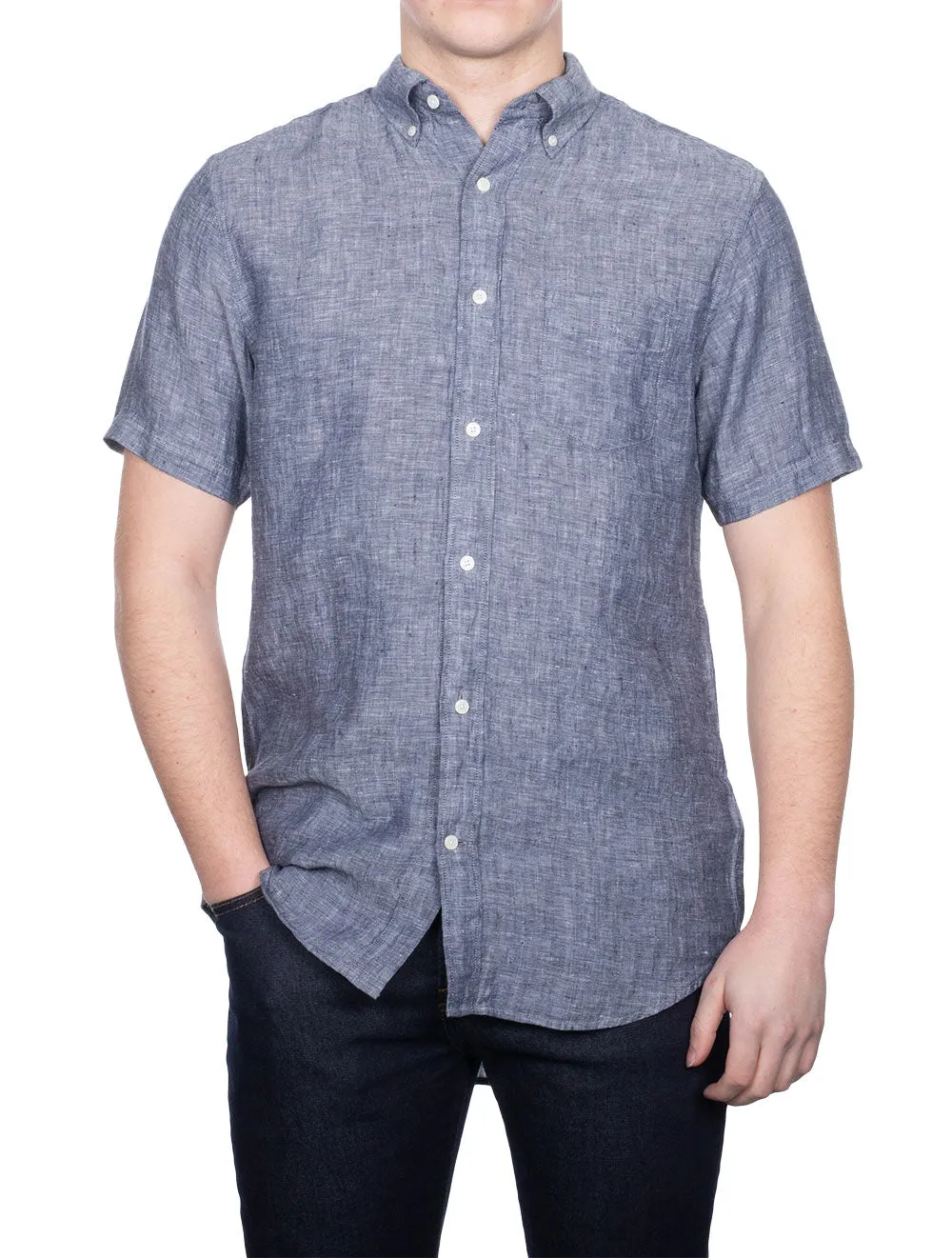 Regular Fit Linen Shirt Marine
