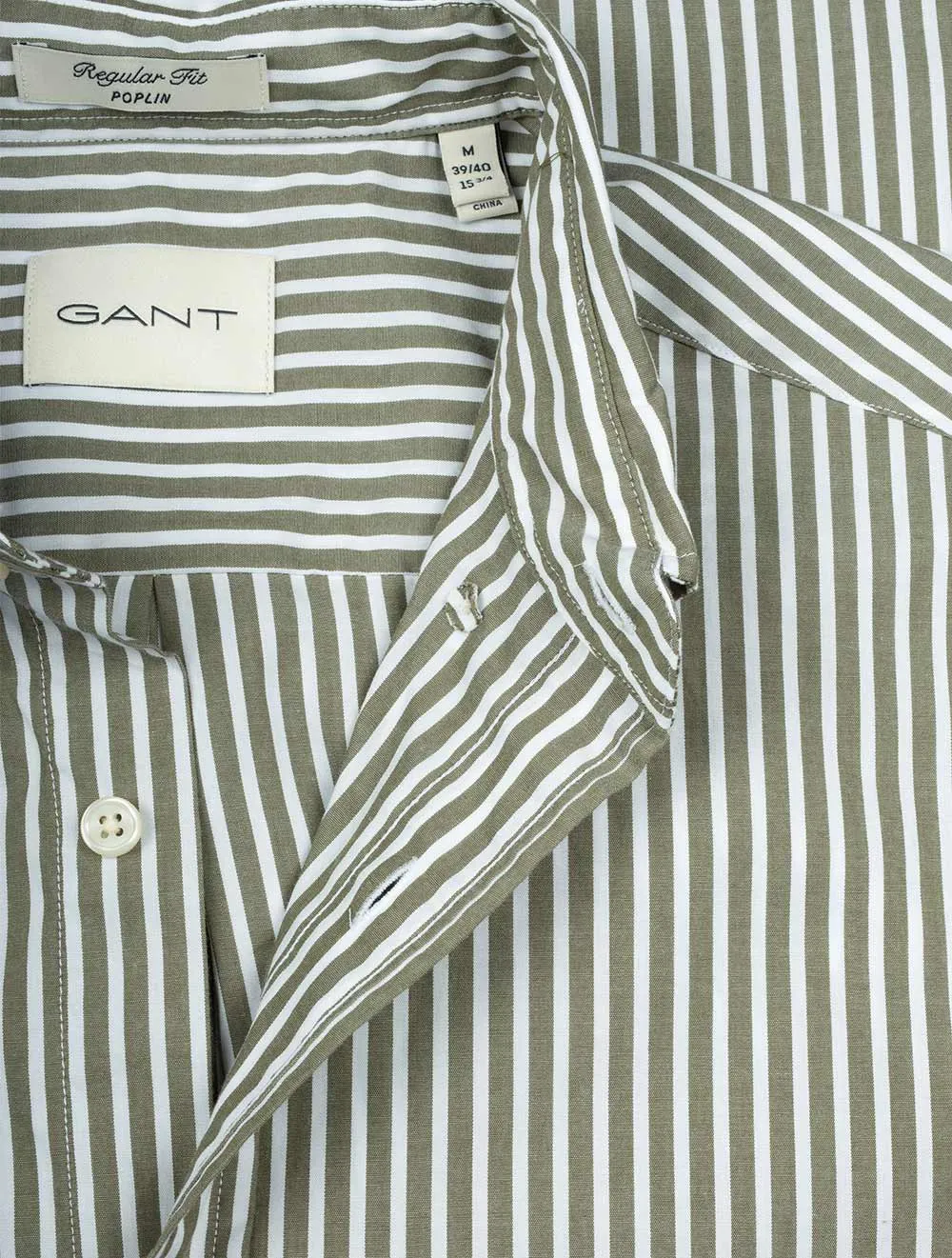 Regular Fit Poplin Stripe Shirt Juniper Green