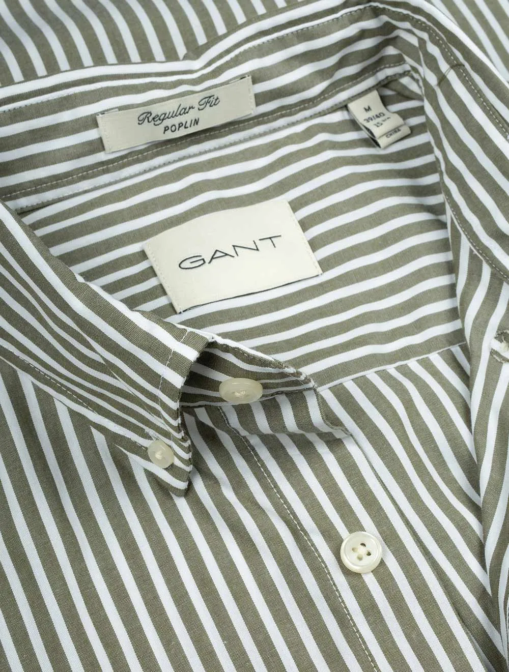 Regular Fit Poplin Stripe Shirt Juniper Green