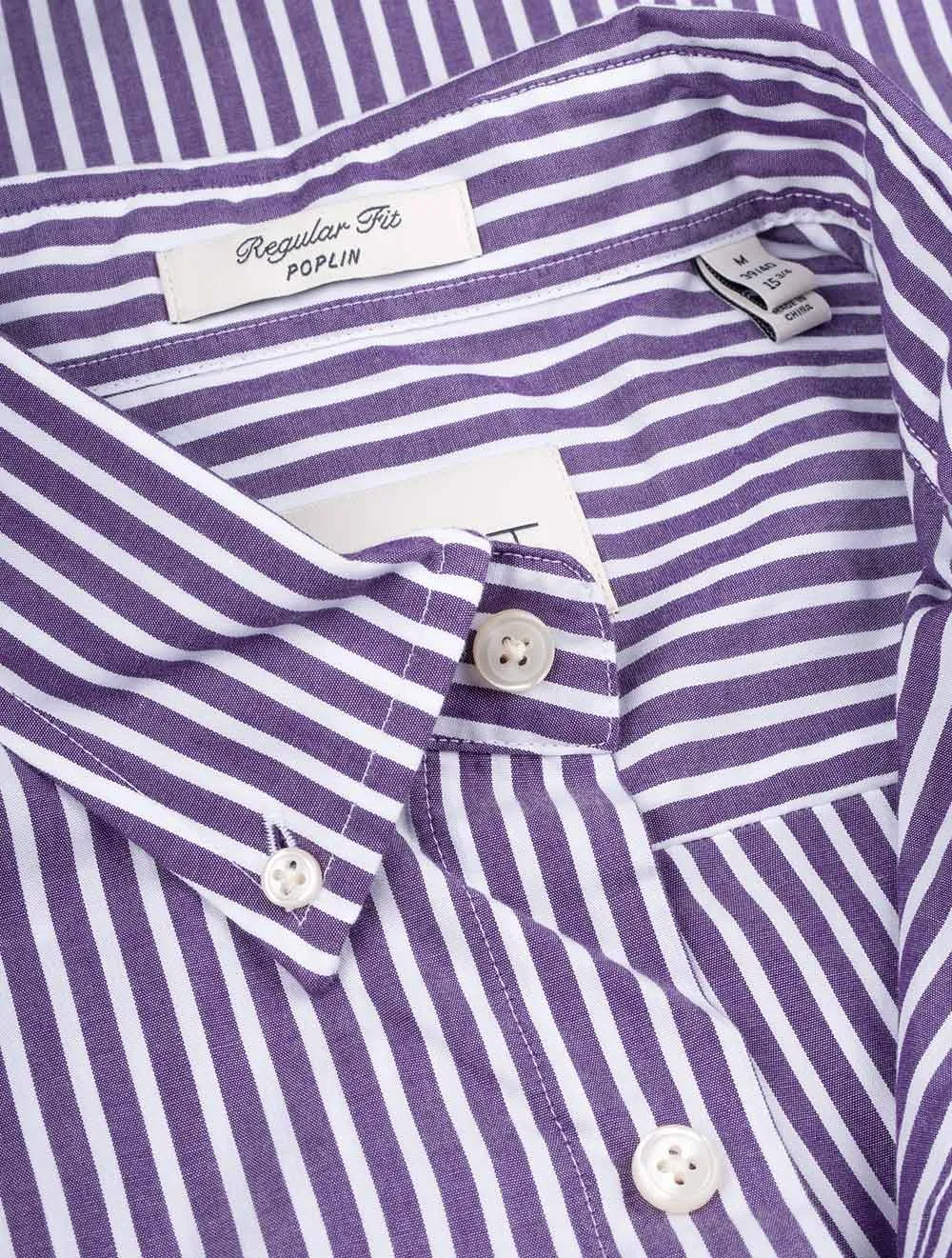 Regular Fit Poplin Stripe Shirt Pansy Purple
