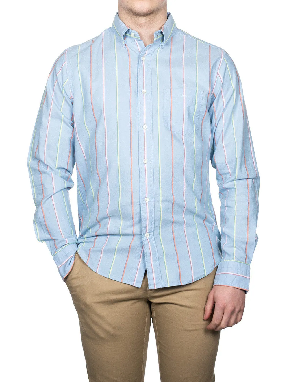 Regular Fit Striped Archive Oxford Shirt Capri Blue