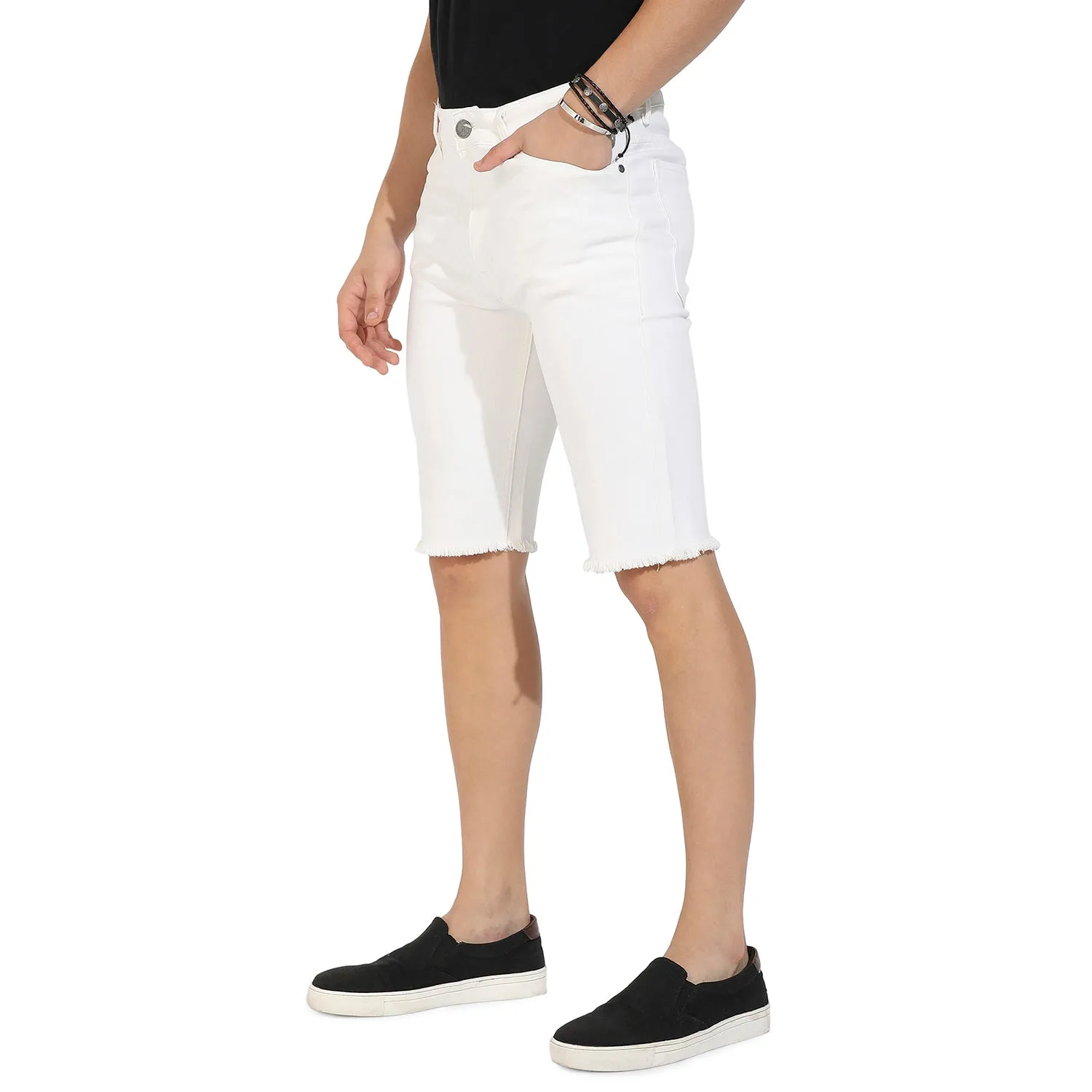 Ripped Hem Denim Shorts