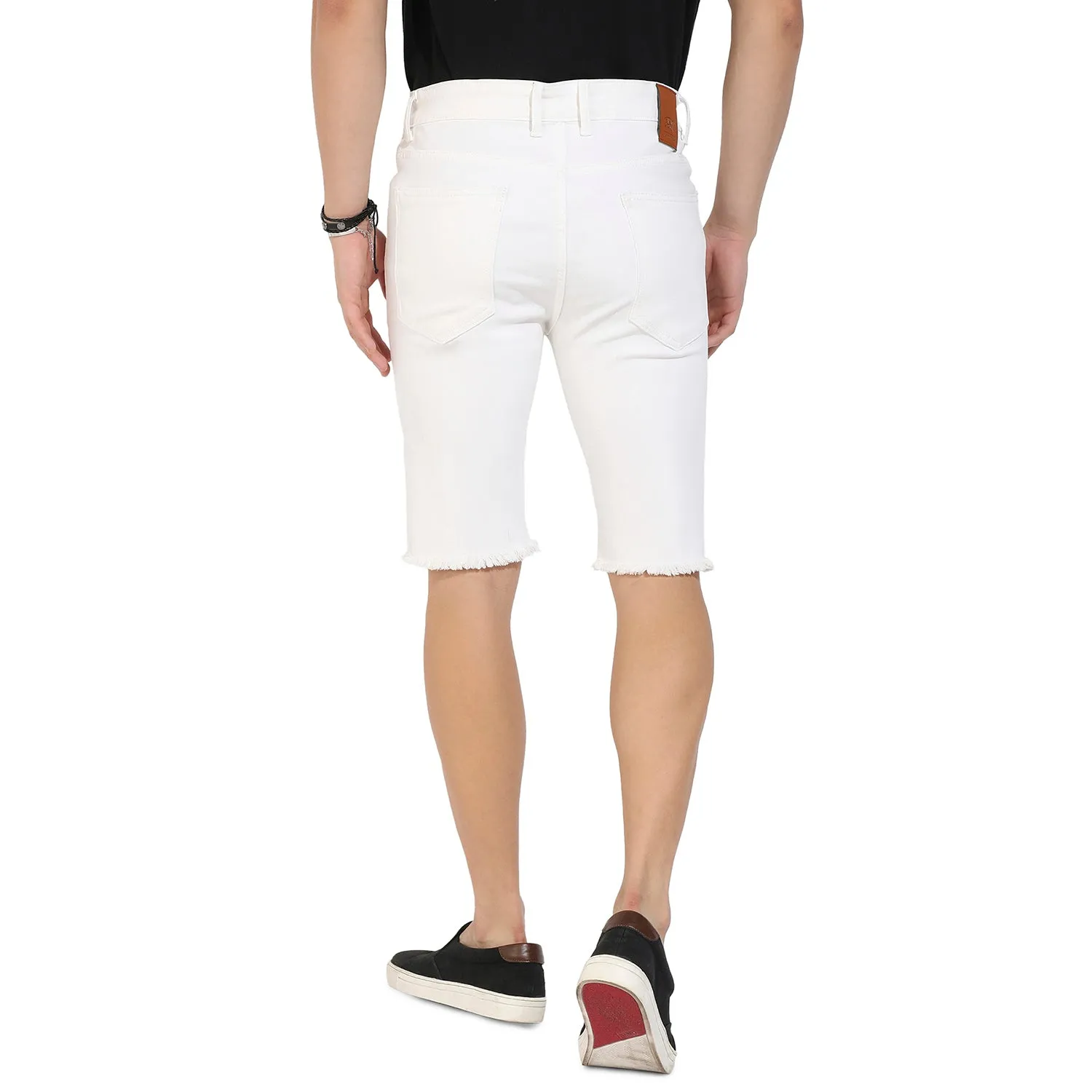 Ripped Hem Denim Shorts