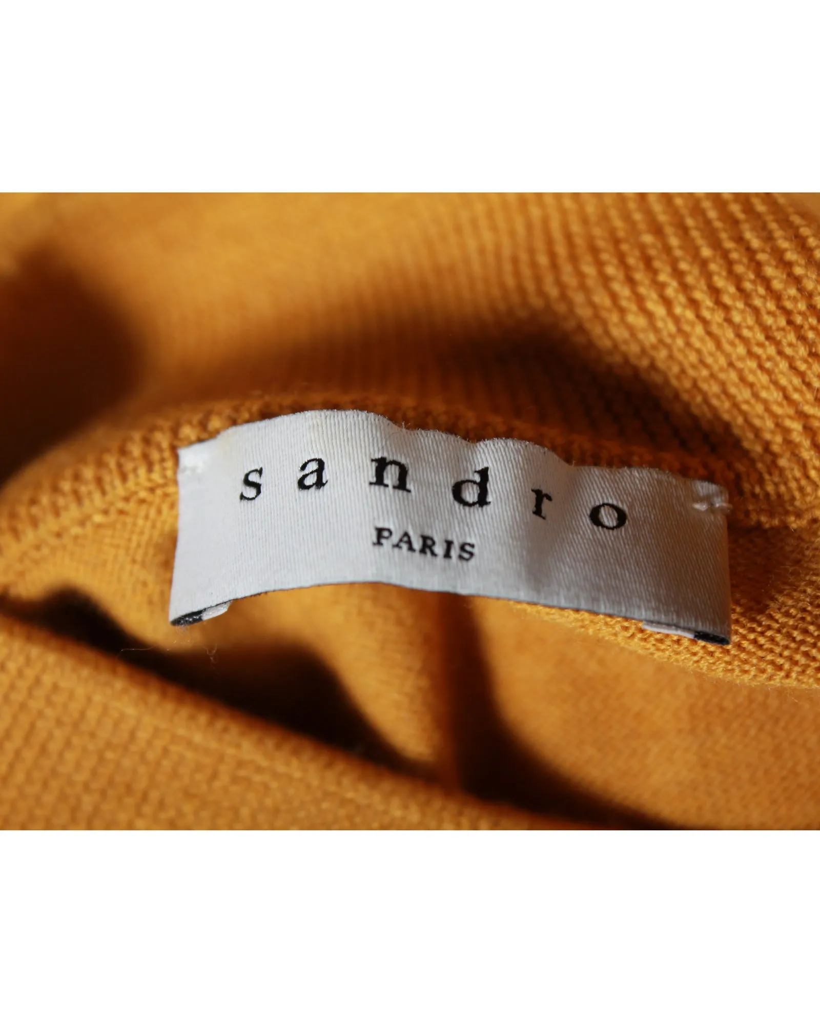 Sandro Paris Funnel-Neck Sweater in Yellow Wool