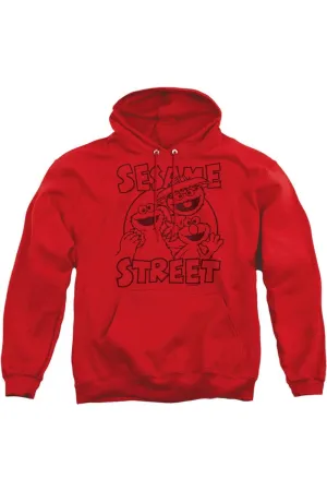 Sesame Street Group Crunch Adult Pull Over Hoodie