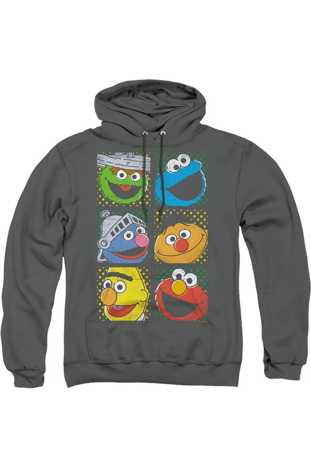 Sesame Street Group Squares Adult Pull Over Hoodie
