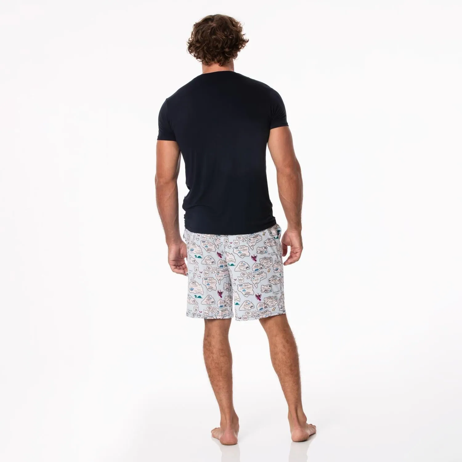 Short Sleeve Pajama Set In Dew Pirate Map