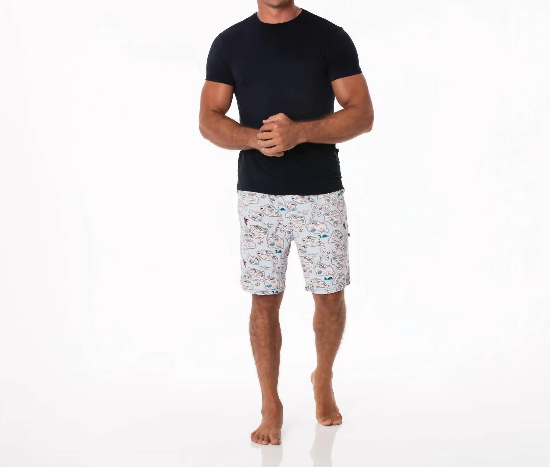 Short Sleeve Pajama Set In Dew Pirate Map