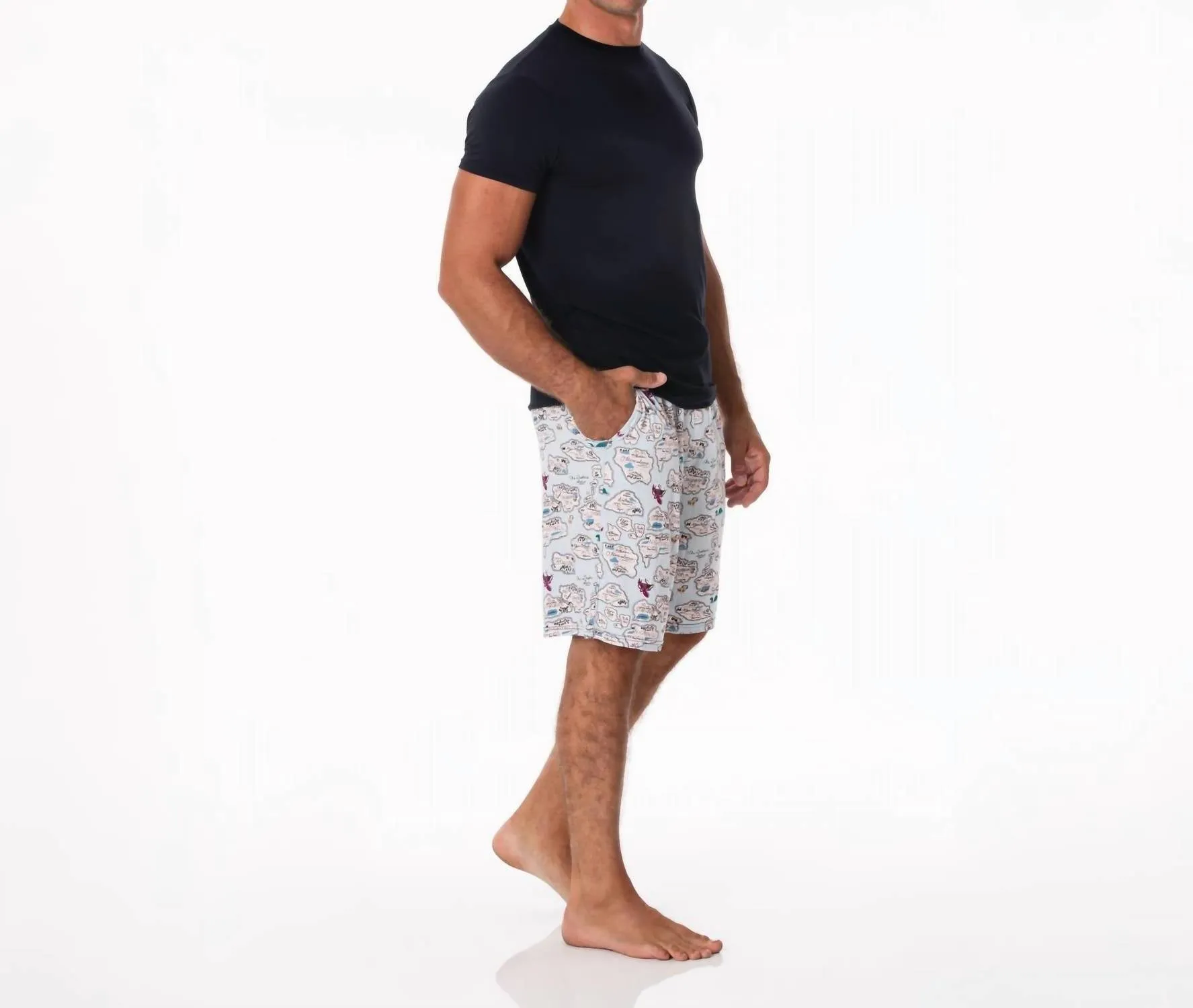 Short Sleeve Pajama Set In Dew Pirate Map