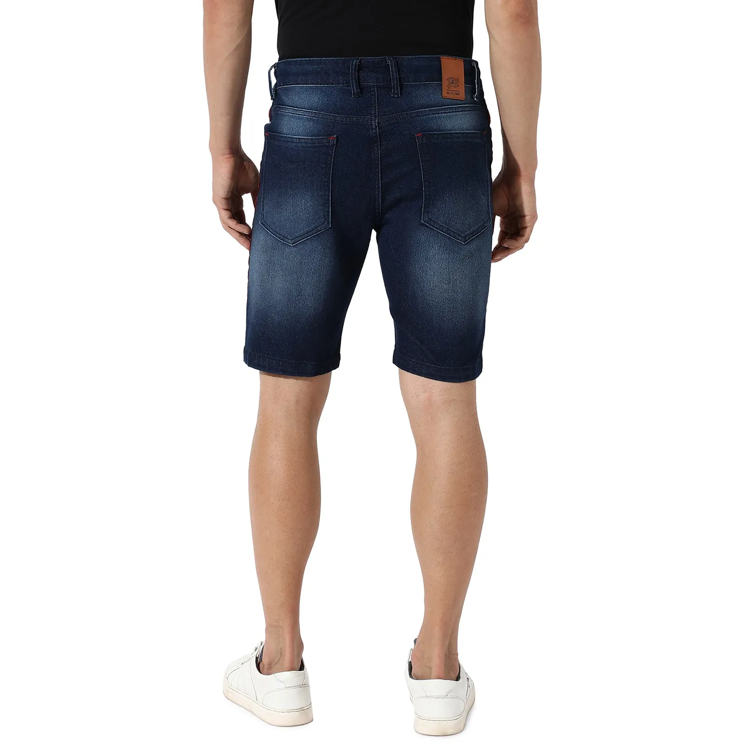 Side-Striped Denim Shorts