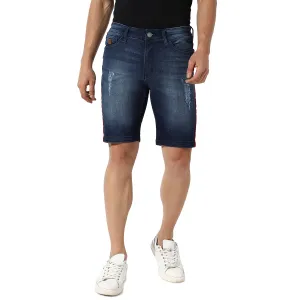 Side-Striped Denim Shorts