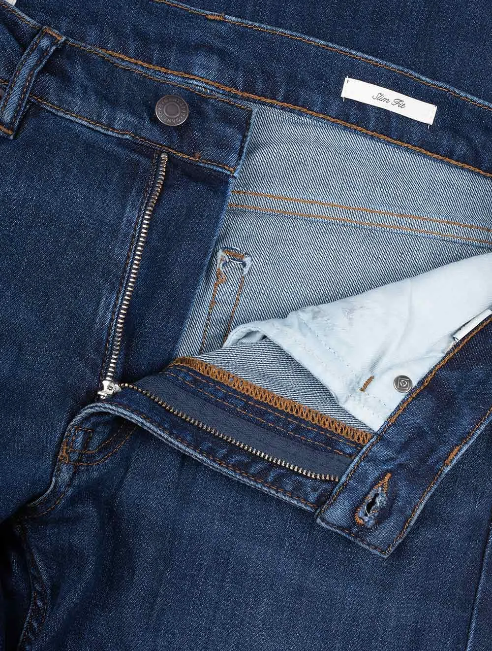 Slim Fit Jeans Dark Blue Worn In