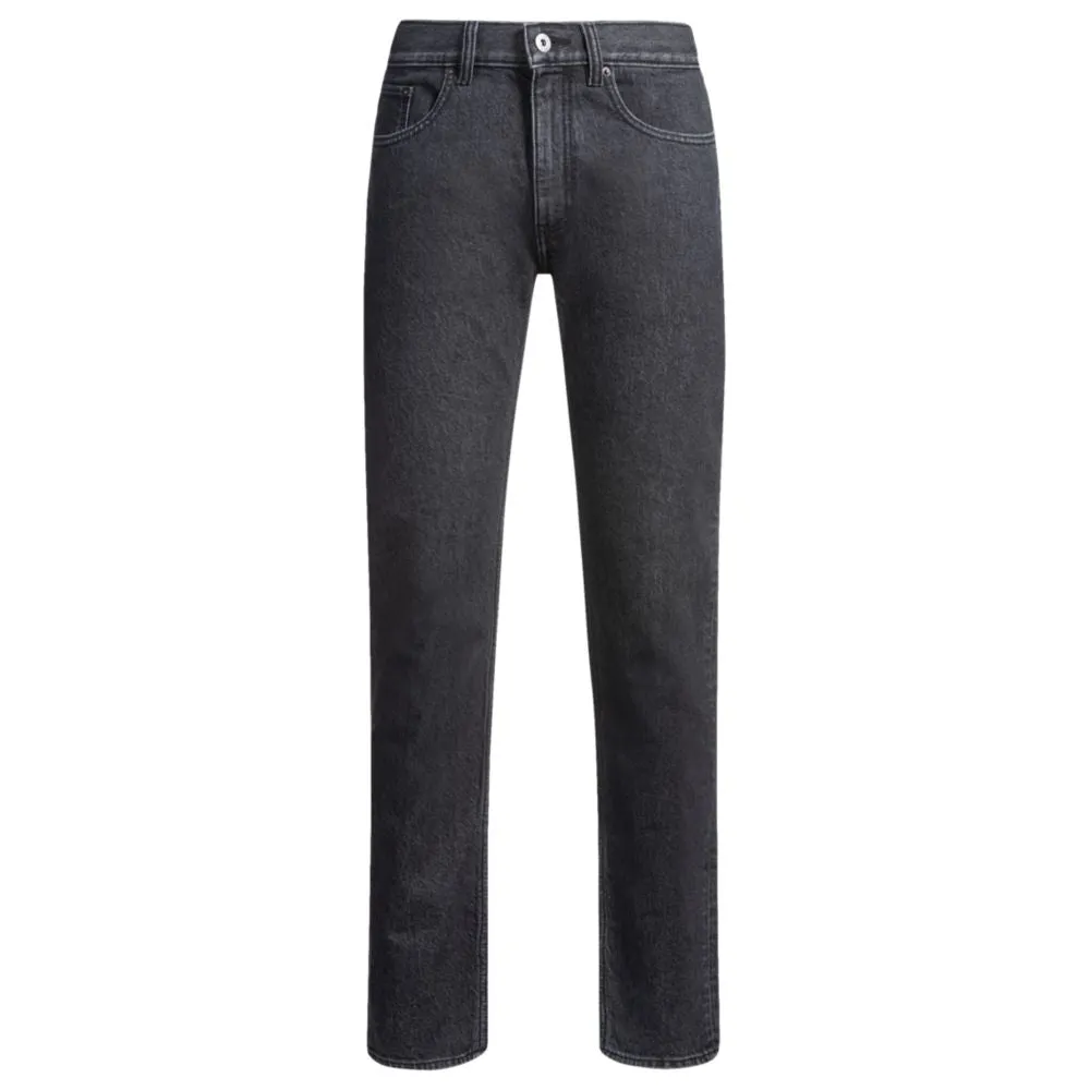 Slim-fit jeans in black stonewashed stretch denim
