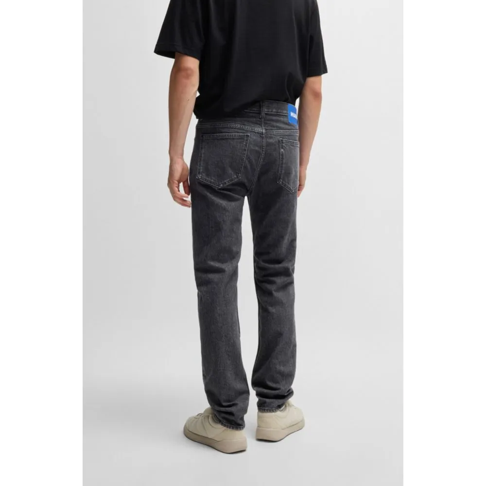 Slim-fit jeans in black stonewashed stretch denim