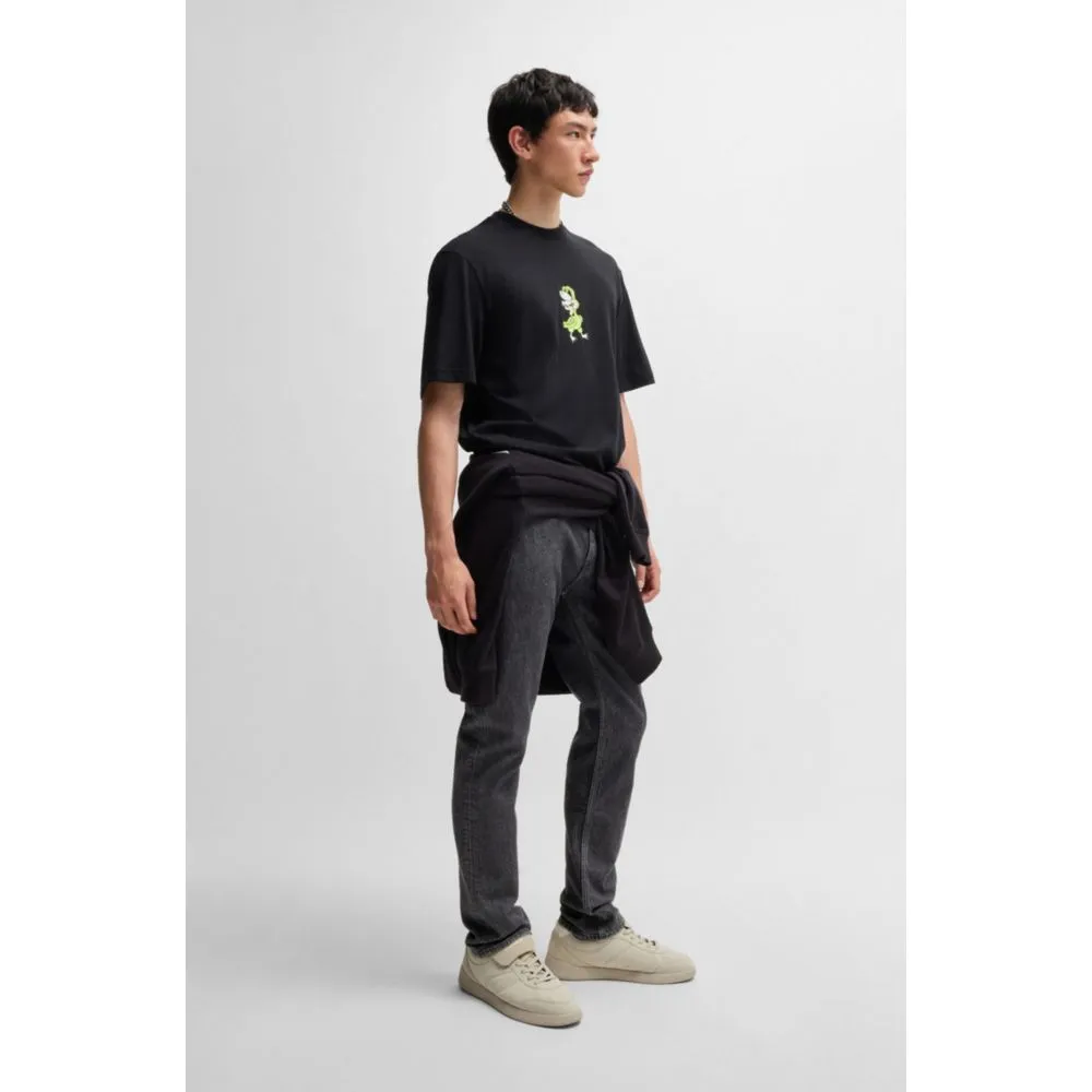 Slim-fit jeans in black stonewashed stretch denim