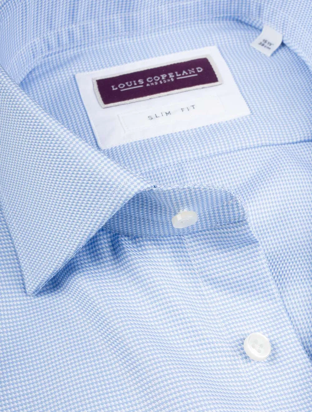 Slim Fit Puppytooth Single Cuff Blue