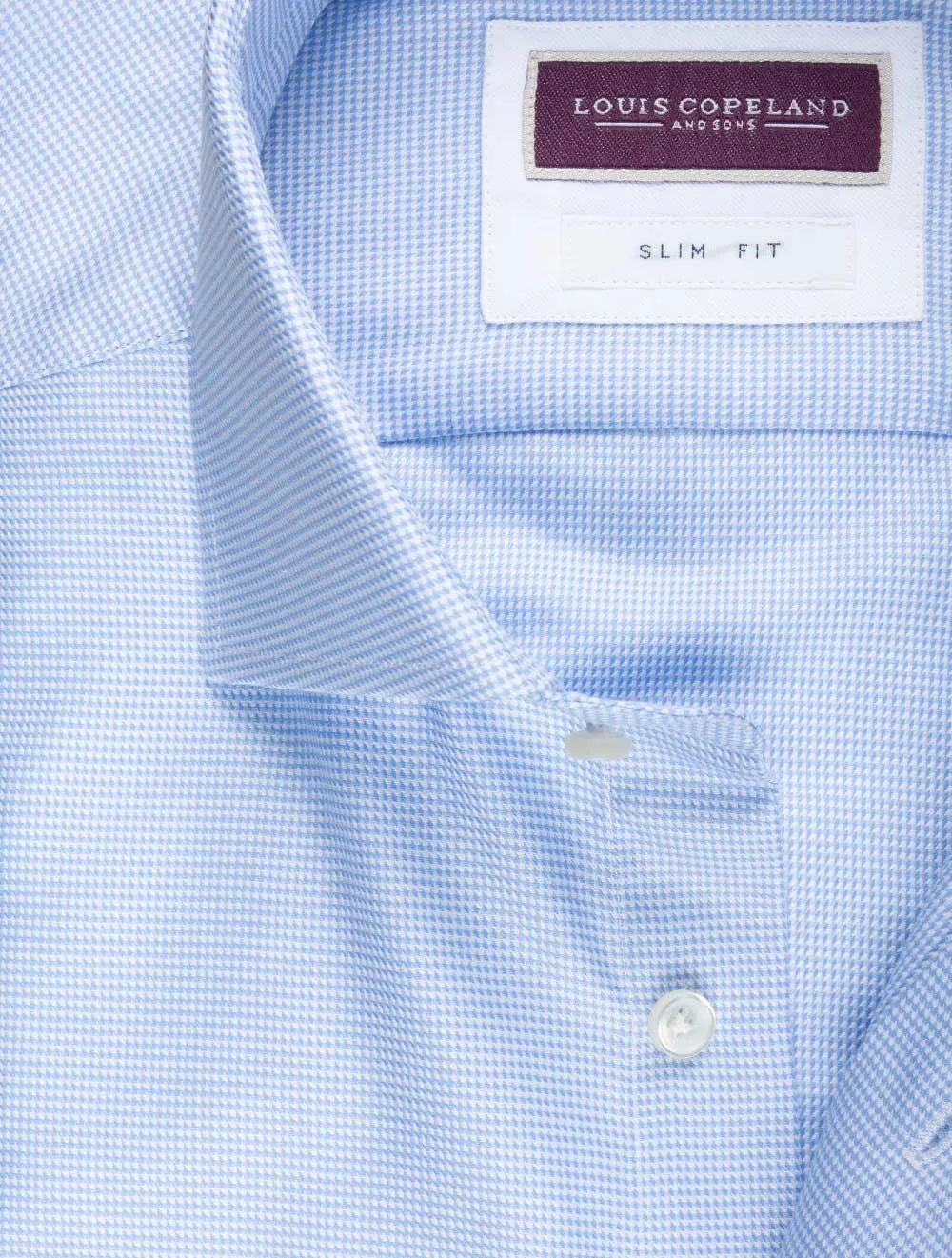 Slim Fit Puppytooth Single Cuff Blue