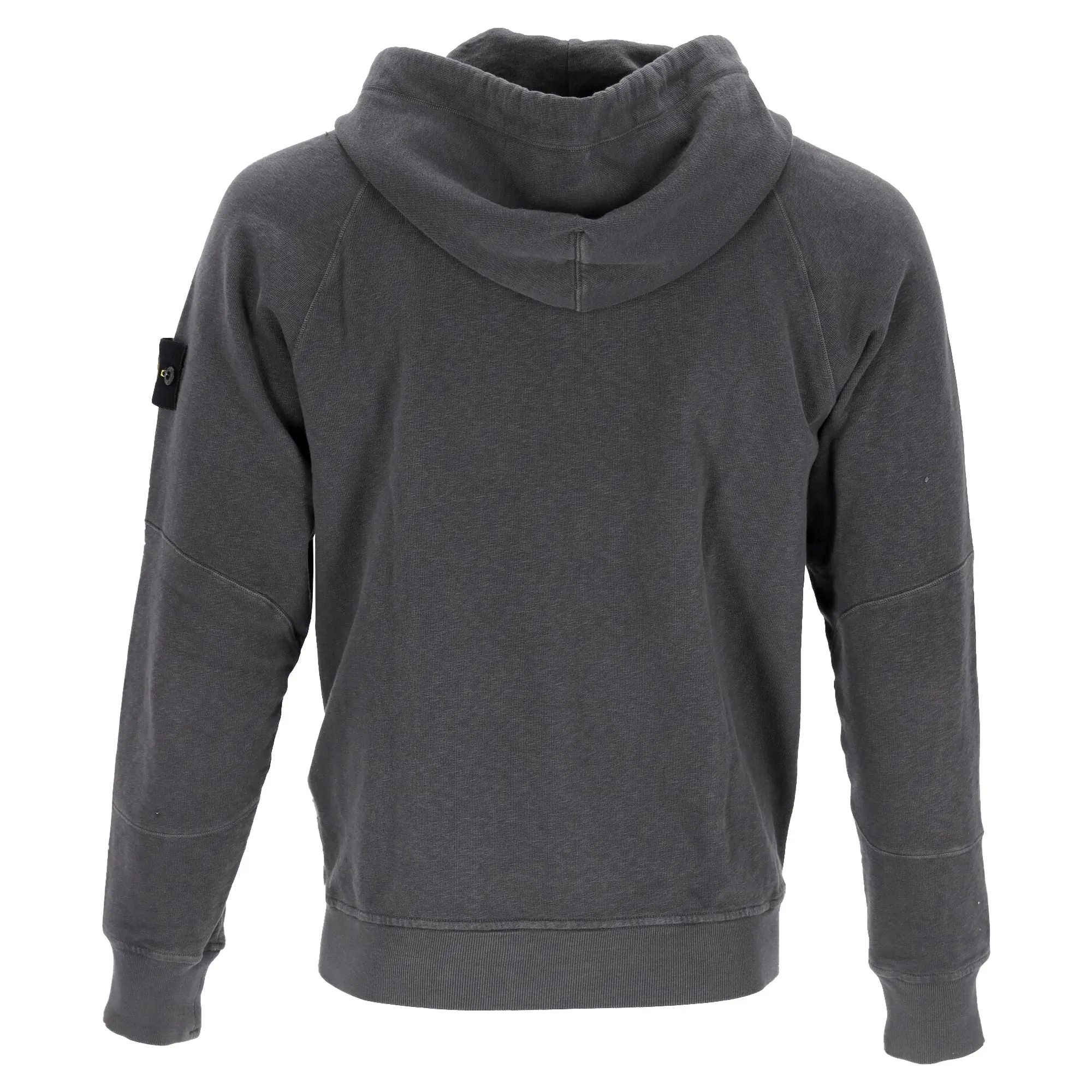 Stone Island Logo Patch Zipped Hoodie in Grey Cotton