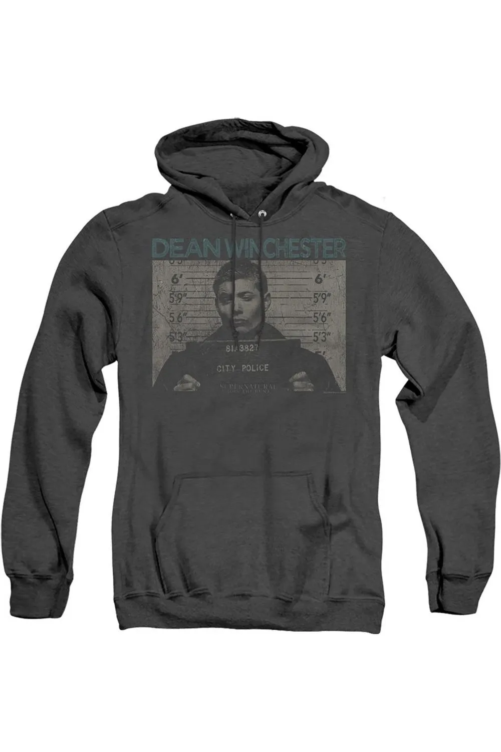 Supernatural Dean Mug Shot Adult Heather Hoodie / Hooded Sweatshirt