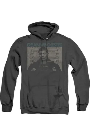 Supernatural Dean Mug Shot Adult Heather Hoodie / Hooded Sweatshirt