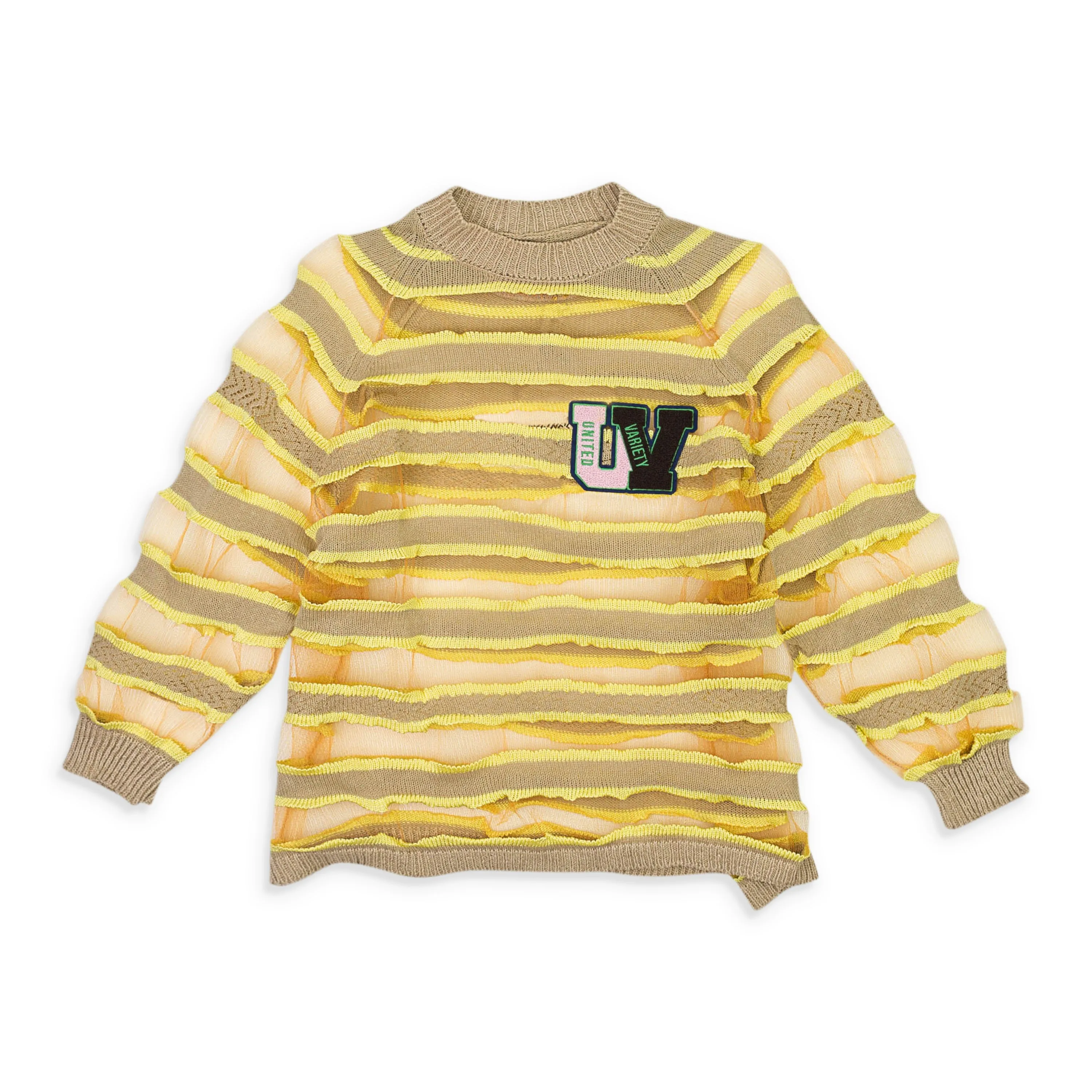 SURVIVAL OF THE FASHIONEST ORANGE SKIN STRIPES YELLOW SWEATER