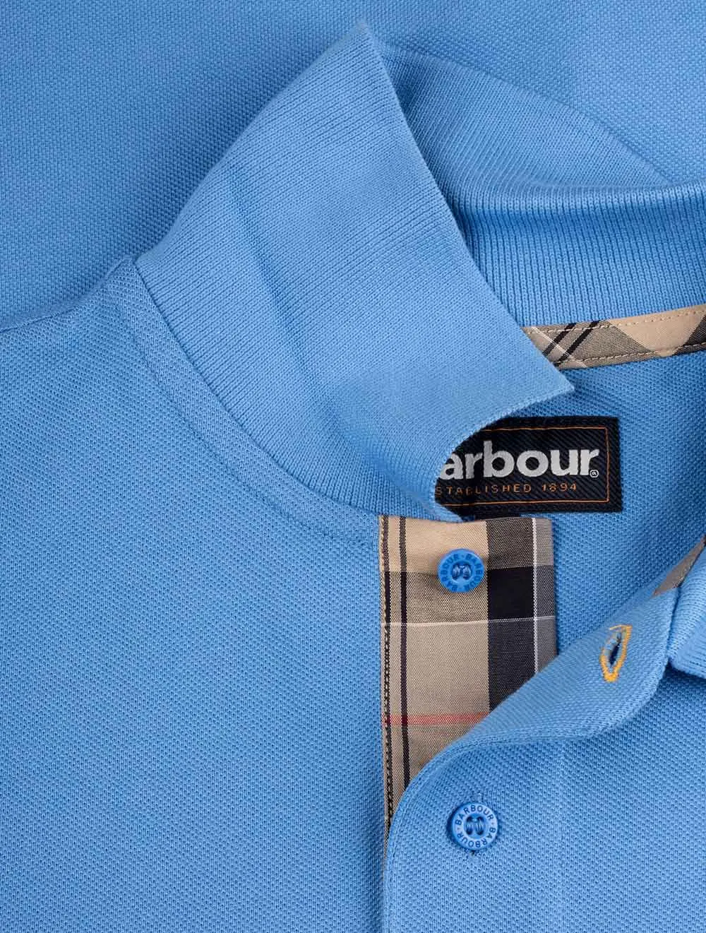 Tartan Cotton Polo Shirt Delft Blue