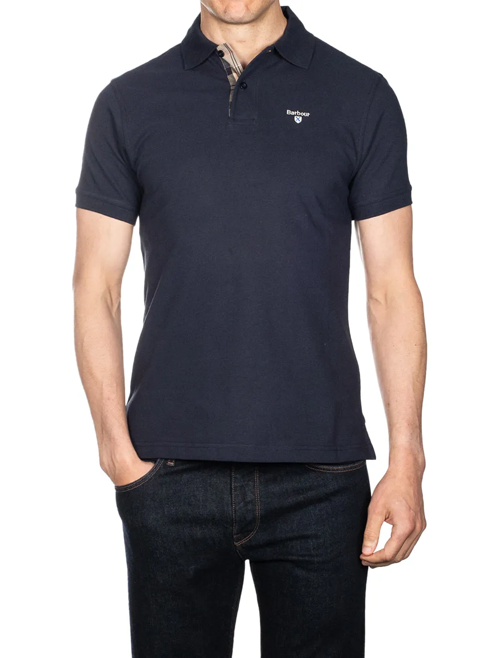 Tartan Cotton Polo Shirt Navy