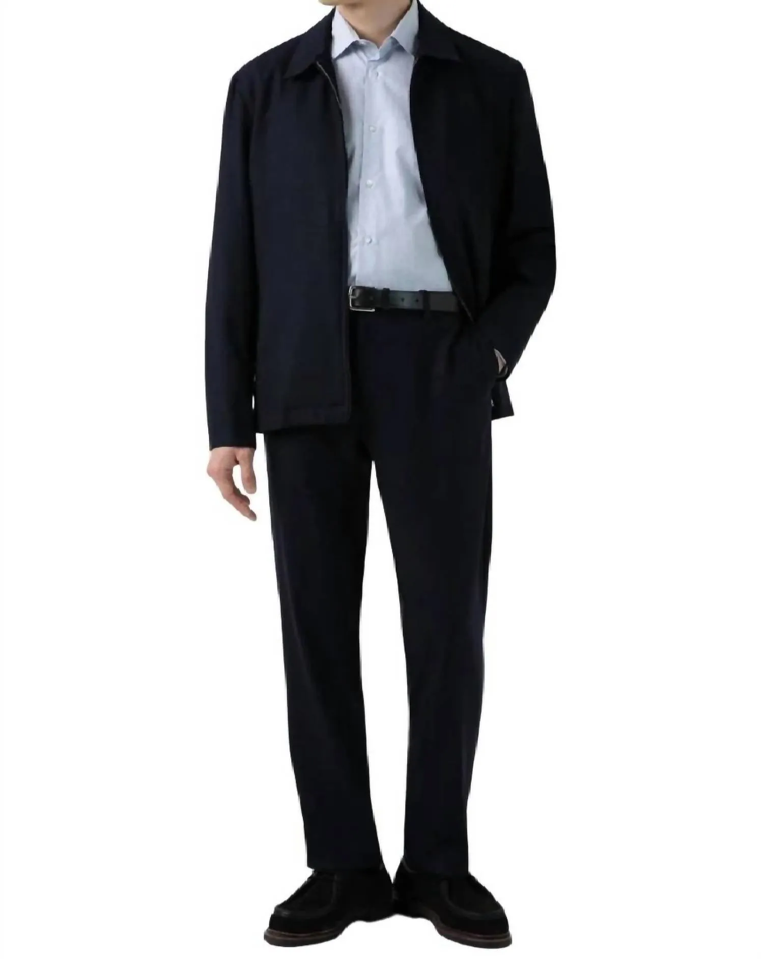 Textured Wool Trouser In Navy