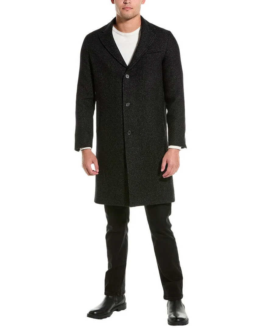 The Kooples Leather -Trim Wool-Blend Coat