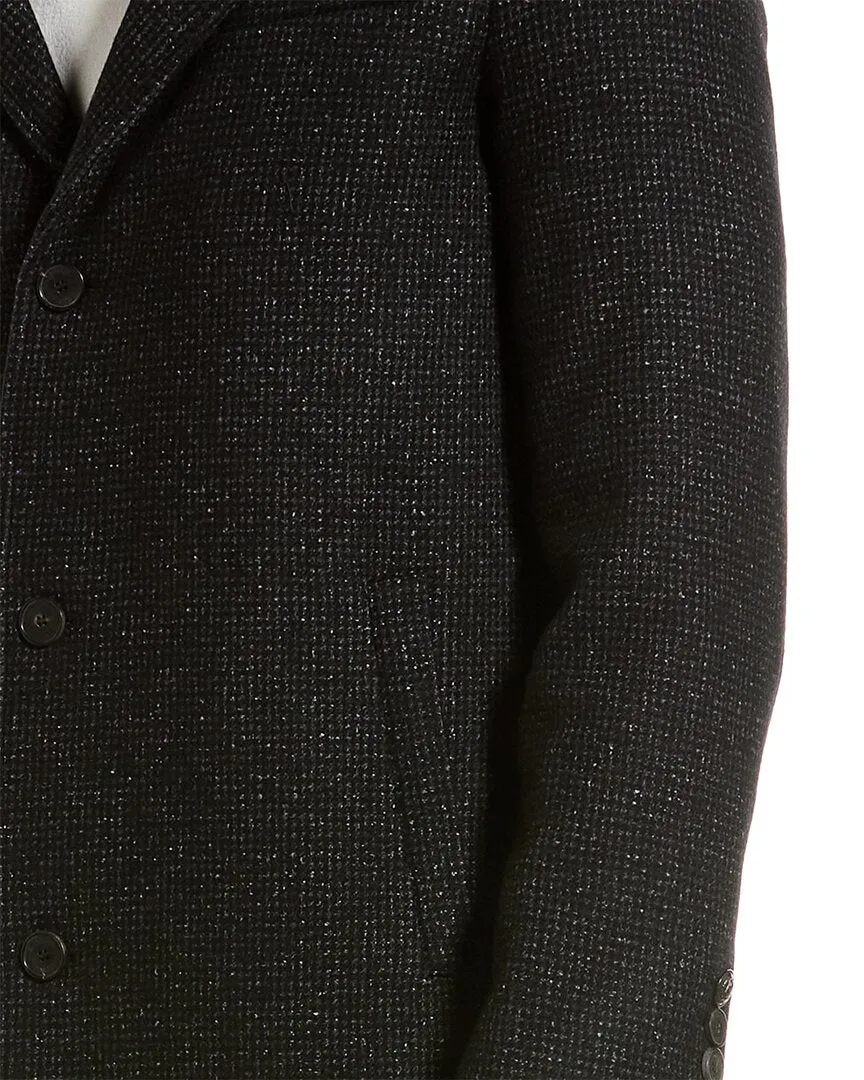 The Kooples Leather -Trim Wool-Blend Coat