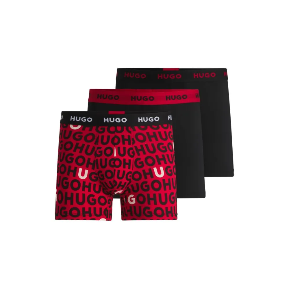 Three-pack of stretch-cotton boxer briefs with logos