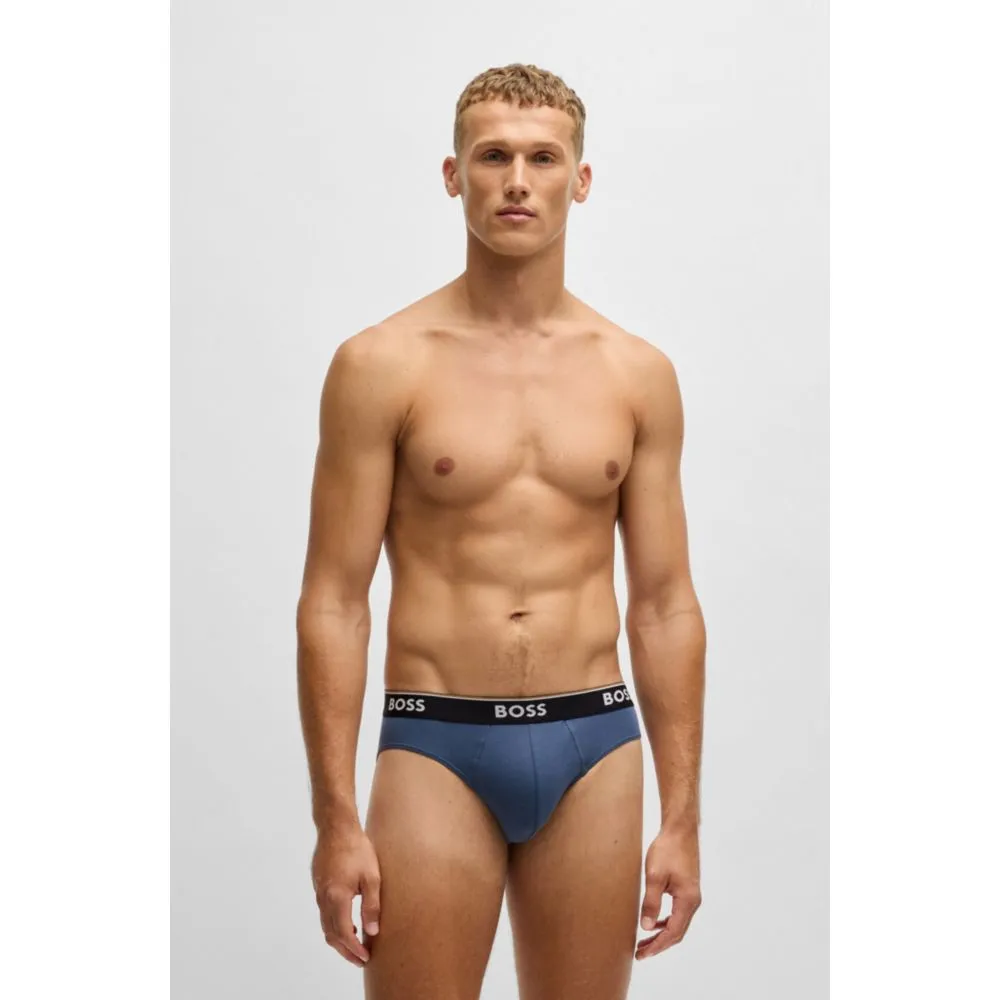 Three-pack of stretch-cotton briefs with logo waistbands